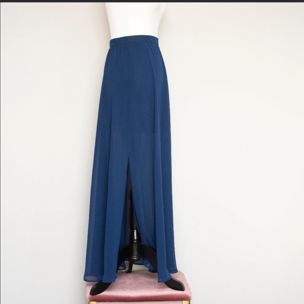 Vero Moda Blue Sheer Maxi Skirt w/ Mini Underlay
